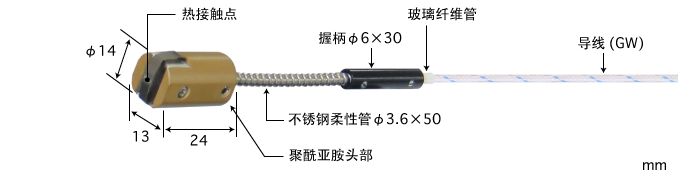 巴中内藏磁铁型表面温度传感器 MG系列 E型热电偶 MG-24E-GW1-ANP K型热电偶 MG-24K-GW1-ANP