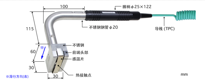 玉林高性能移动表面用温度传感器 接触辅助型　SX系列 E型热电偶 SX-593E-01-1-TPC1-ANP K型热电偶 SX-593K-01-1-TPC1-ANP